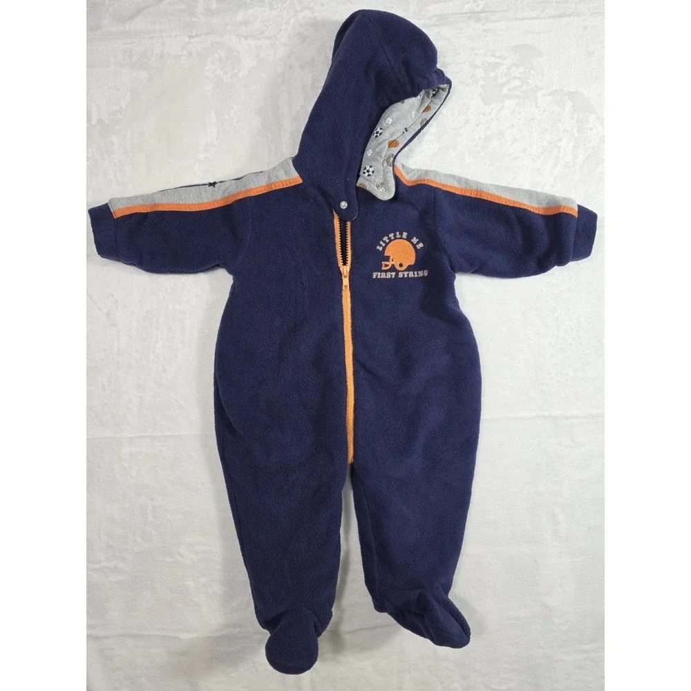 Vintage 90s Little Me Baby Fleece Snowsuit Bunting 6-9M 16-17lb Navy